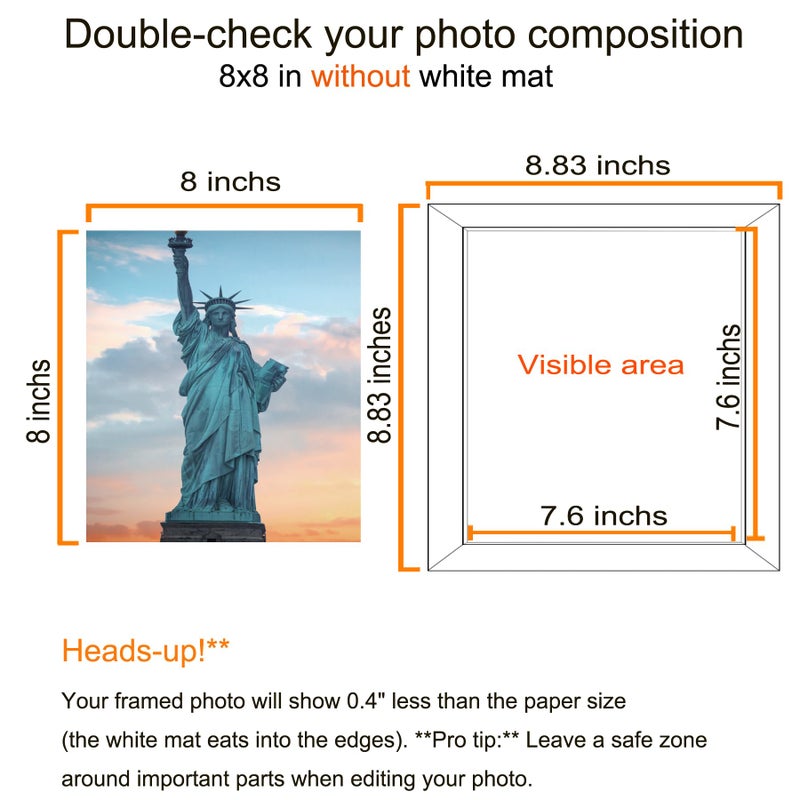 SESEAT 8x8 Picture Frame Set of 10, Display Pictures 8x8 Prints Without Mat, Tabletop or Wall Mounting, Black - Image 2